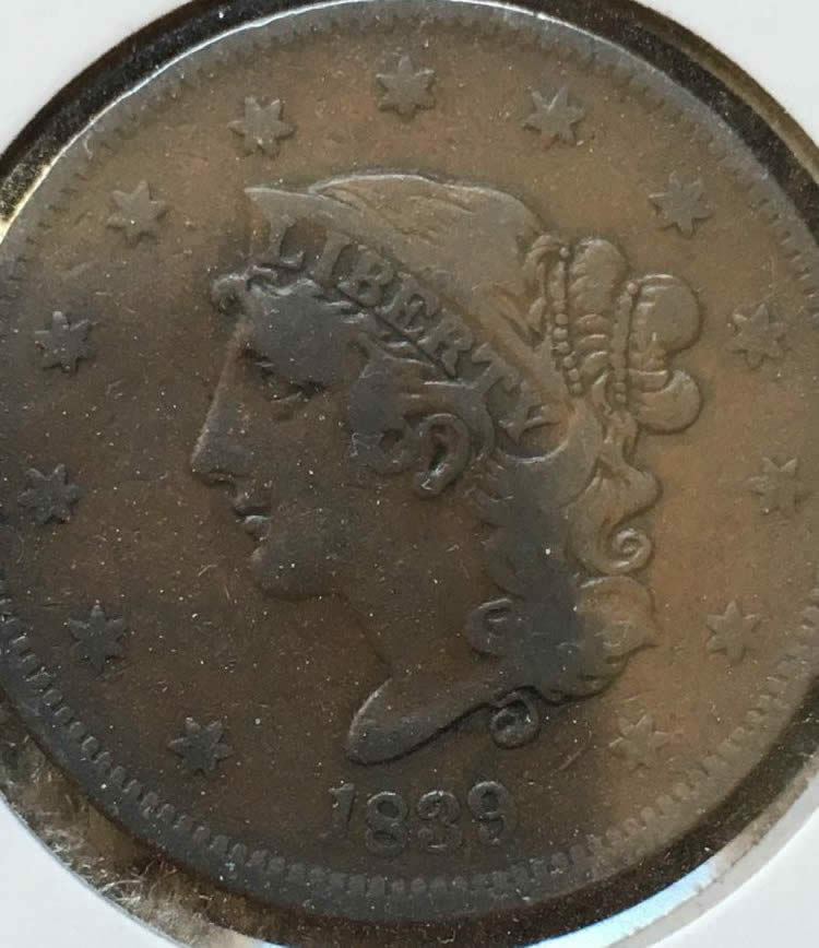 1839-Large-Cent--Grade-And-Necomb-Variety?